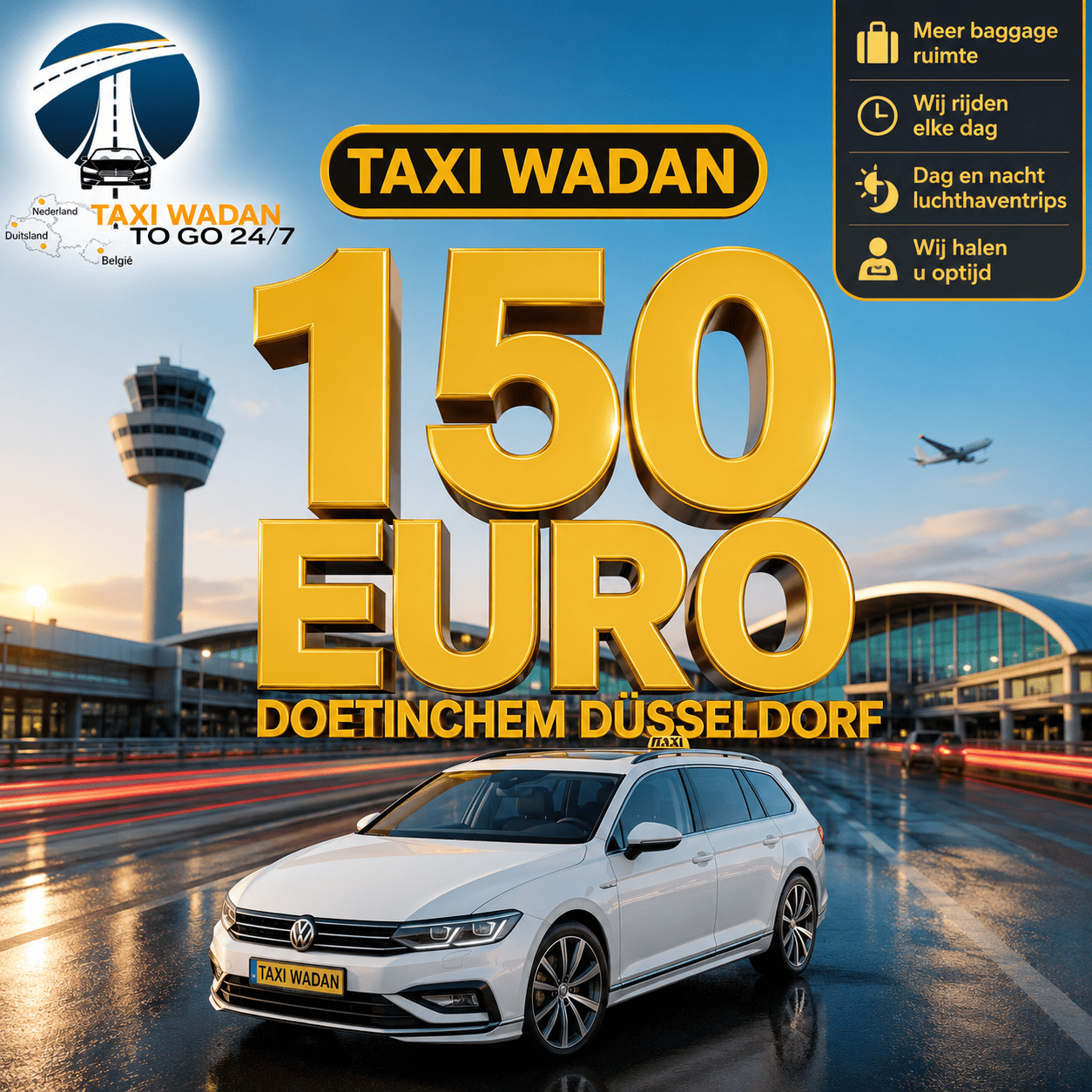 Taxi Doetinchem - Stationwagen taxi naar Düsseldorf Airport
